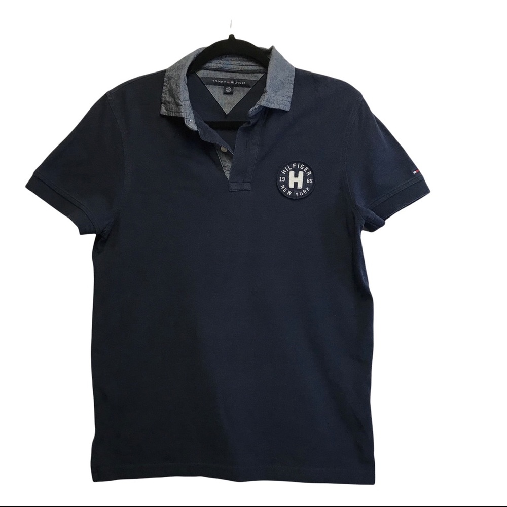 Tommy Hilfiger Men Short Sleeve Navy Polo Shirt Size XS
